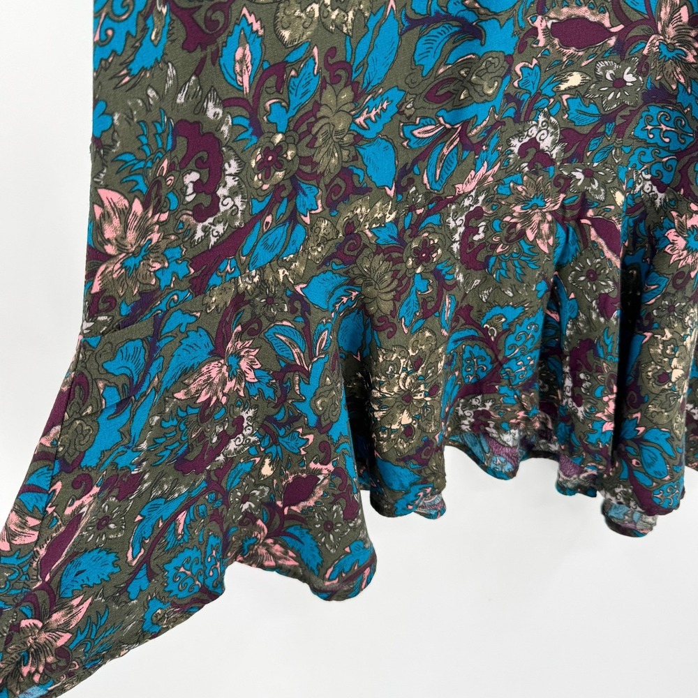 Knot Sisters JoJo Drop Waist Mini Dress Dark Floral Mock Neck Long Sleeve Size L - Picture 6 of 16